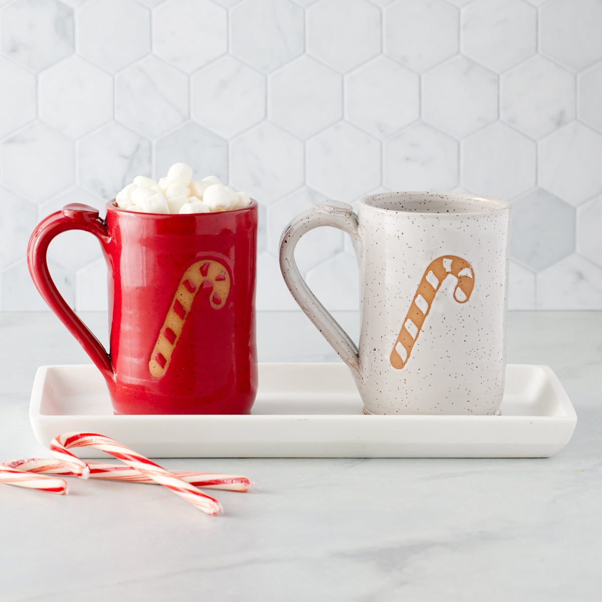 12 oz. Candy Cane Reusable Reusable Ceramic Mugs – 4 Ct. | Oriental Trading