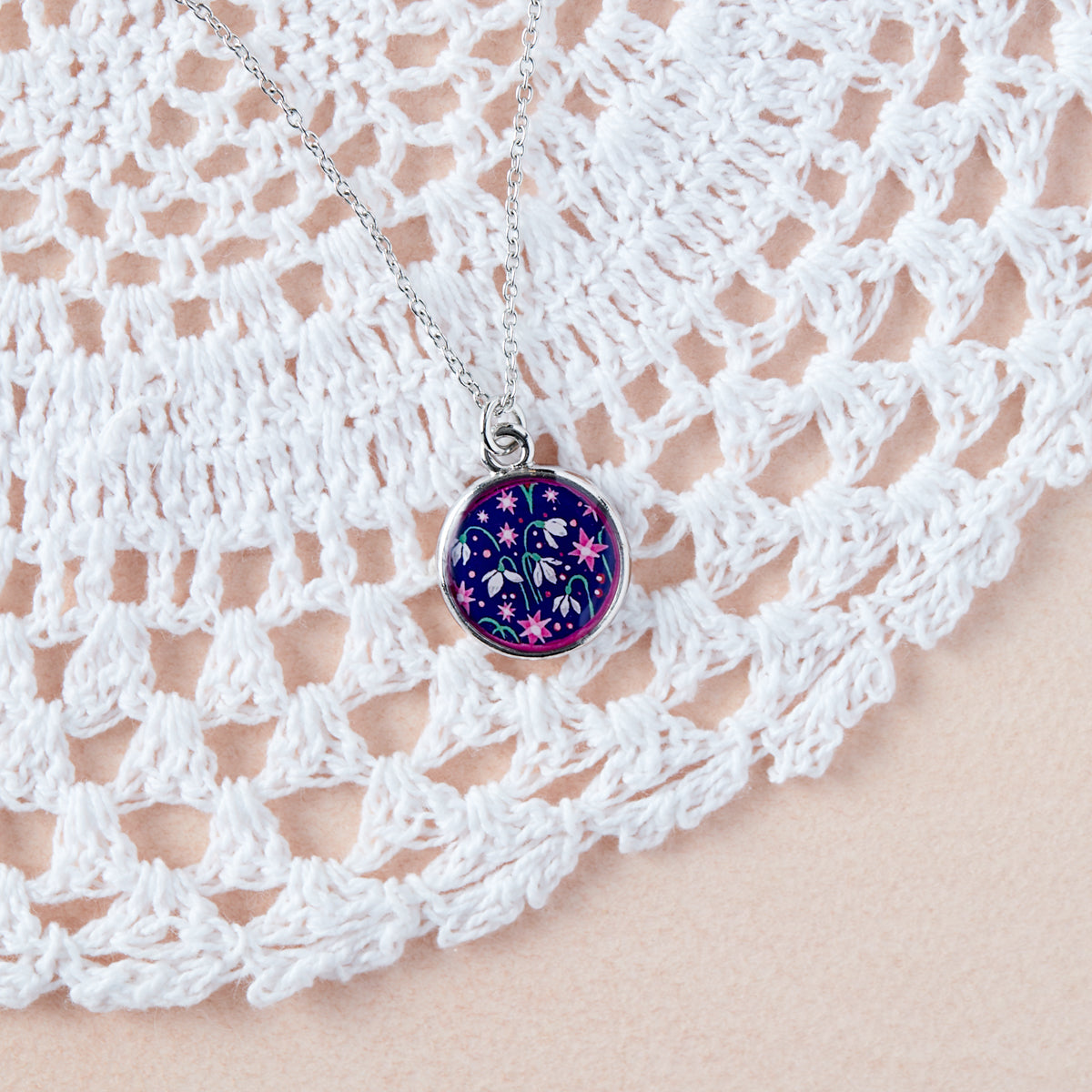 Dark Blue Botanical Necklace North Carolina Jewelry Our State Store