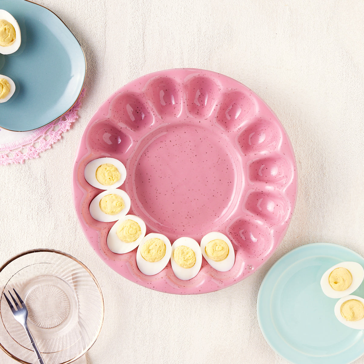 Pink Pottery Egg Platter