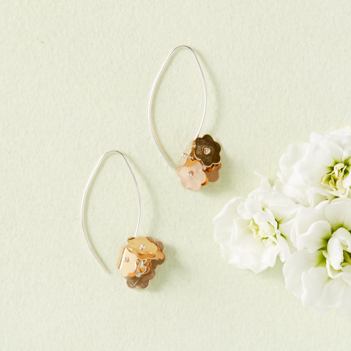 Gold Flower Cluster Earrings