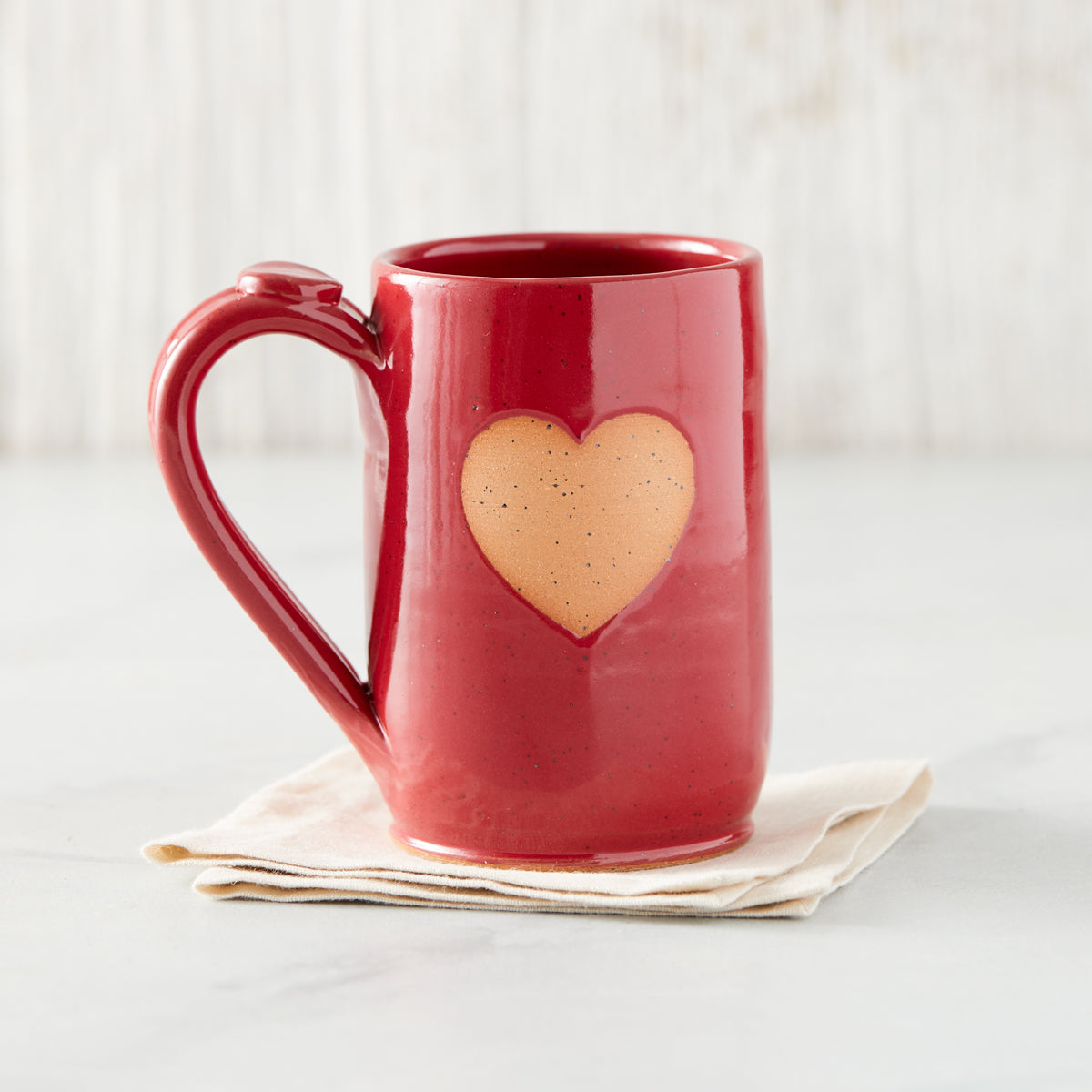 Red Heart Pottery Mug