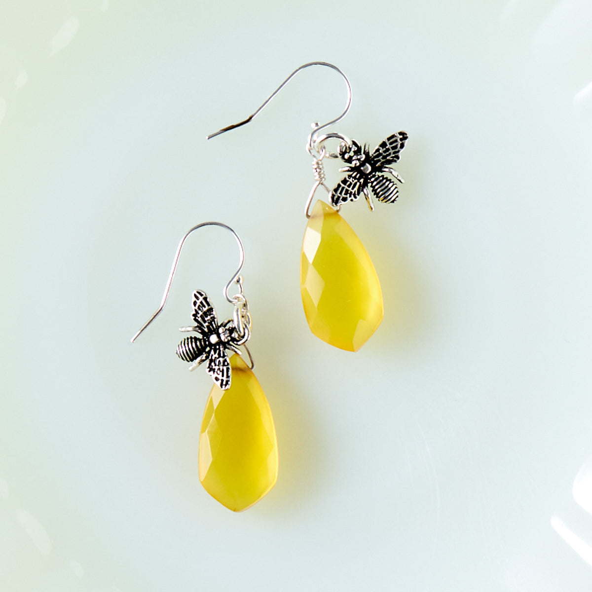 Gemstone Bee Earrings