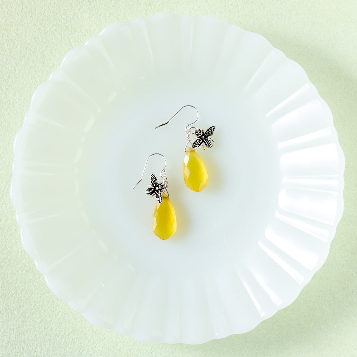 Gemstone Bee Earrings