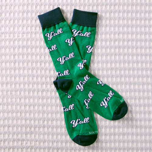 Green "Y'all" Socks