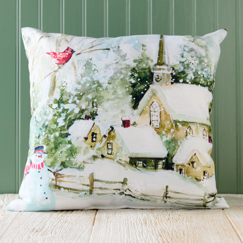 Winter Church Indoor/Outdoor Pillow