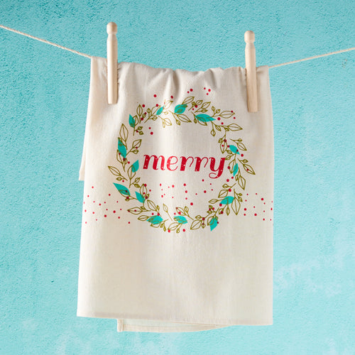 Merry Wreath Kitchen Towel