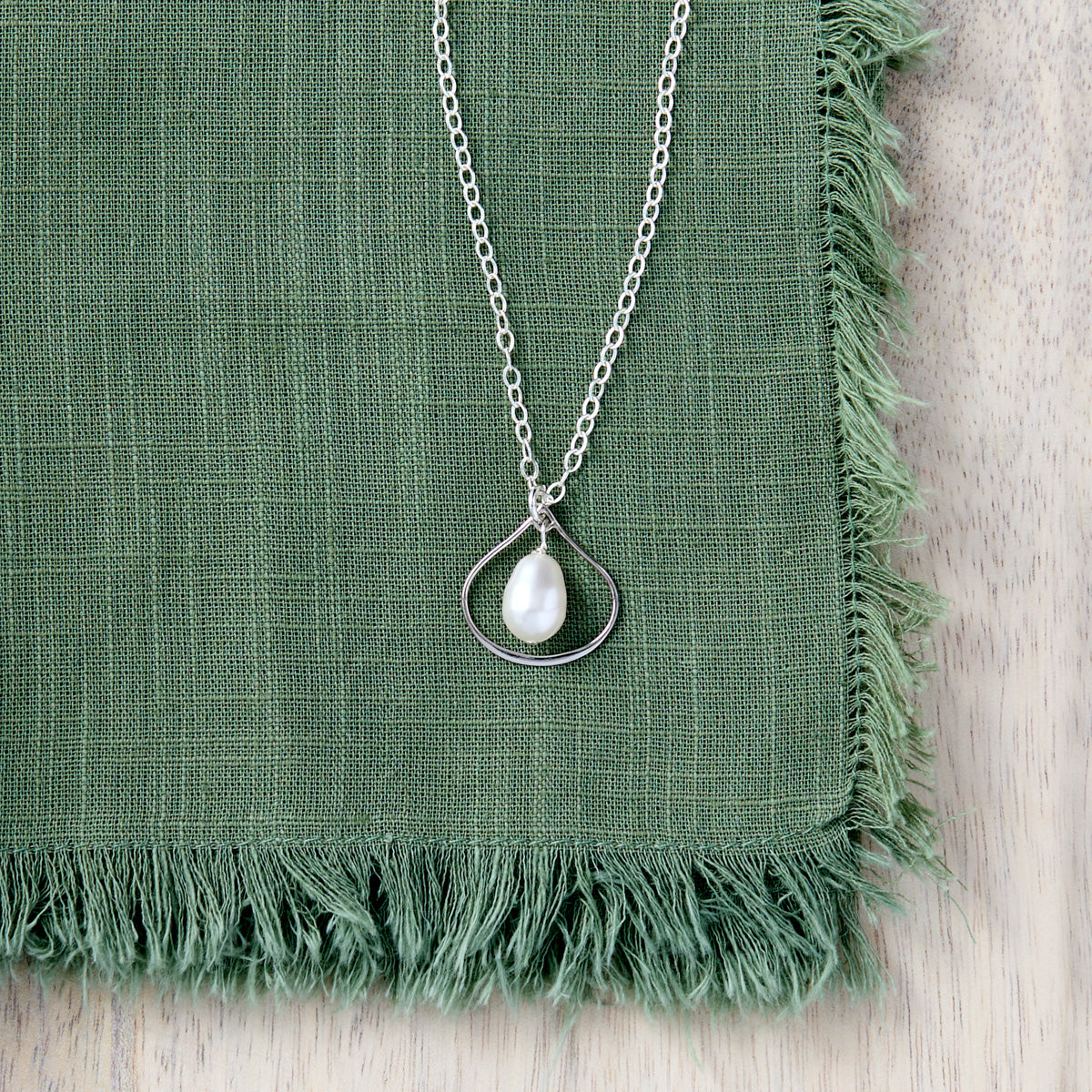 Pearl Silver Drop Necklace