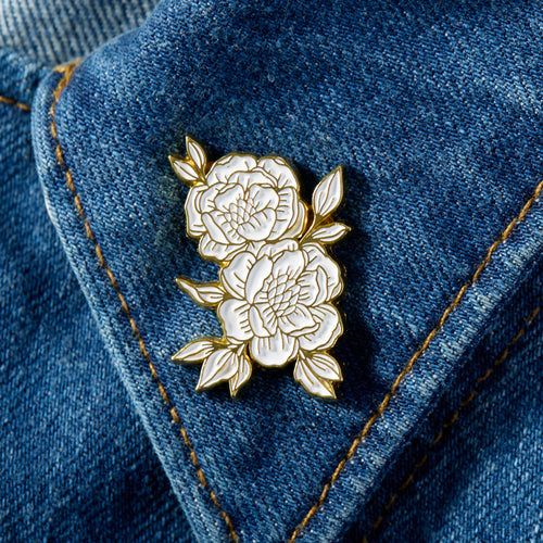 Peonies Enamel Pin