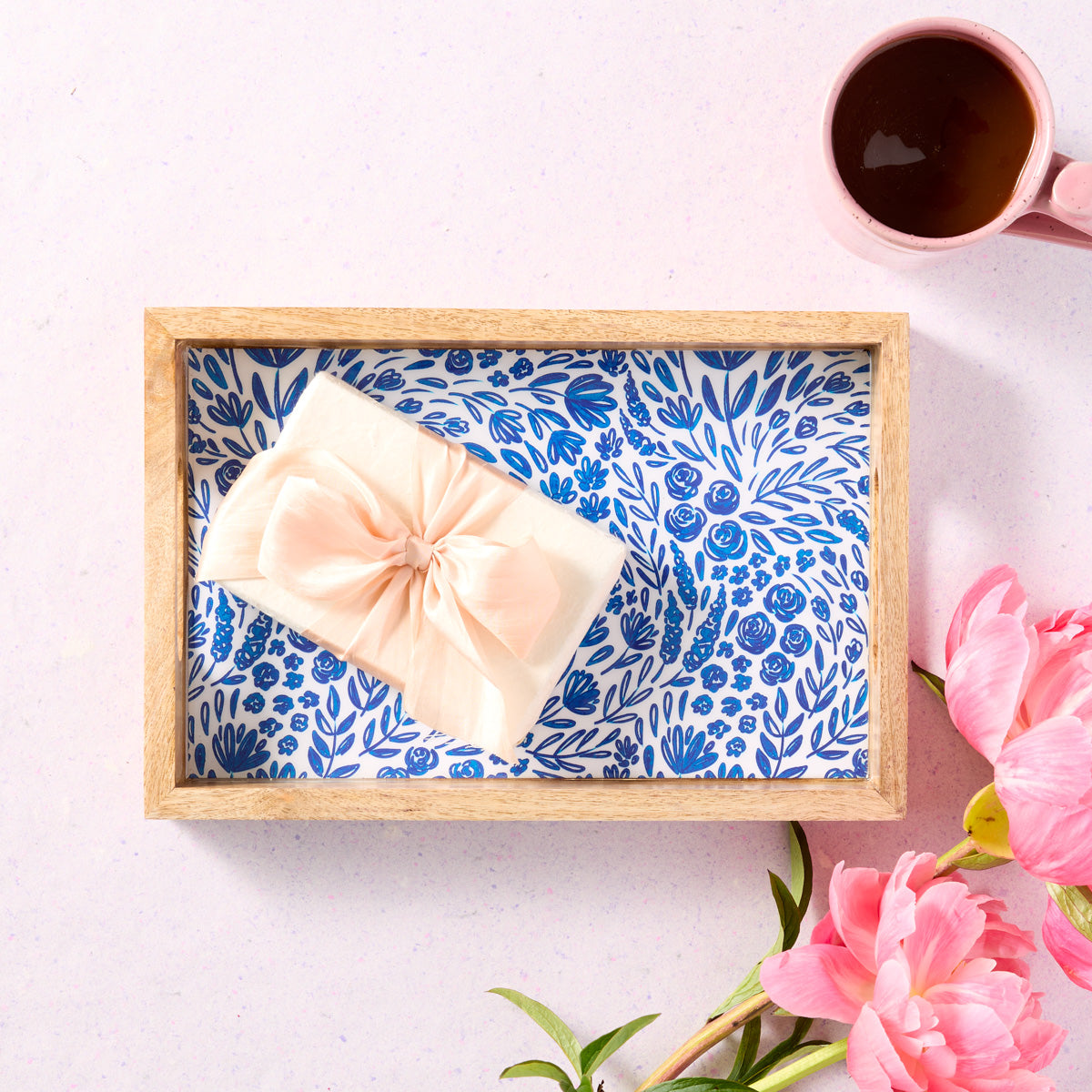 Decorative Blue Floral Tray