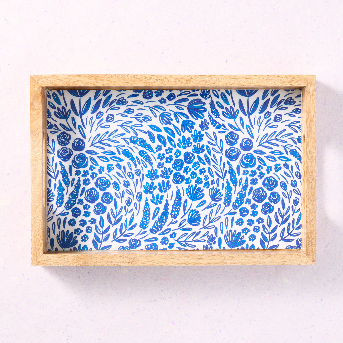 Decorative Blue Floral Tray