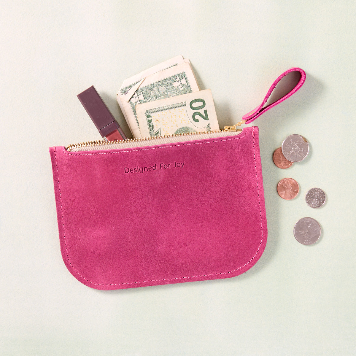 Pink Leather Coin Purse