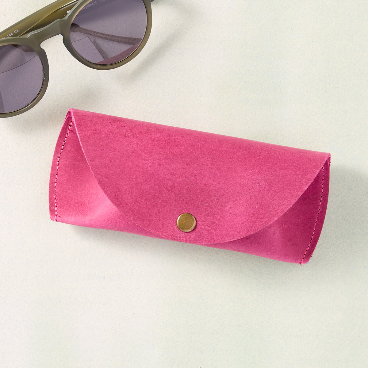 Pink Leather Eyeglass Case