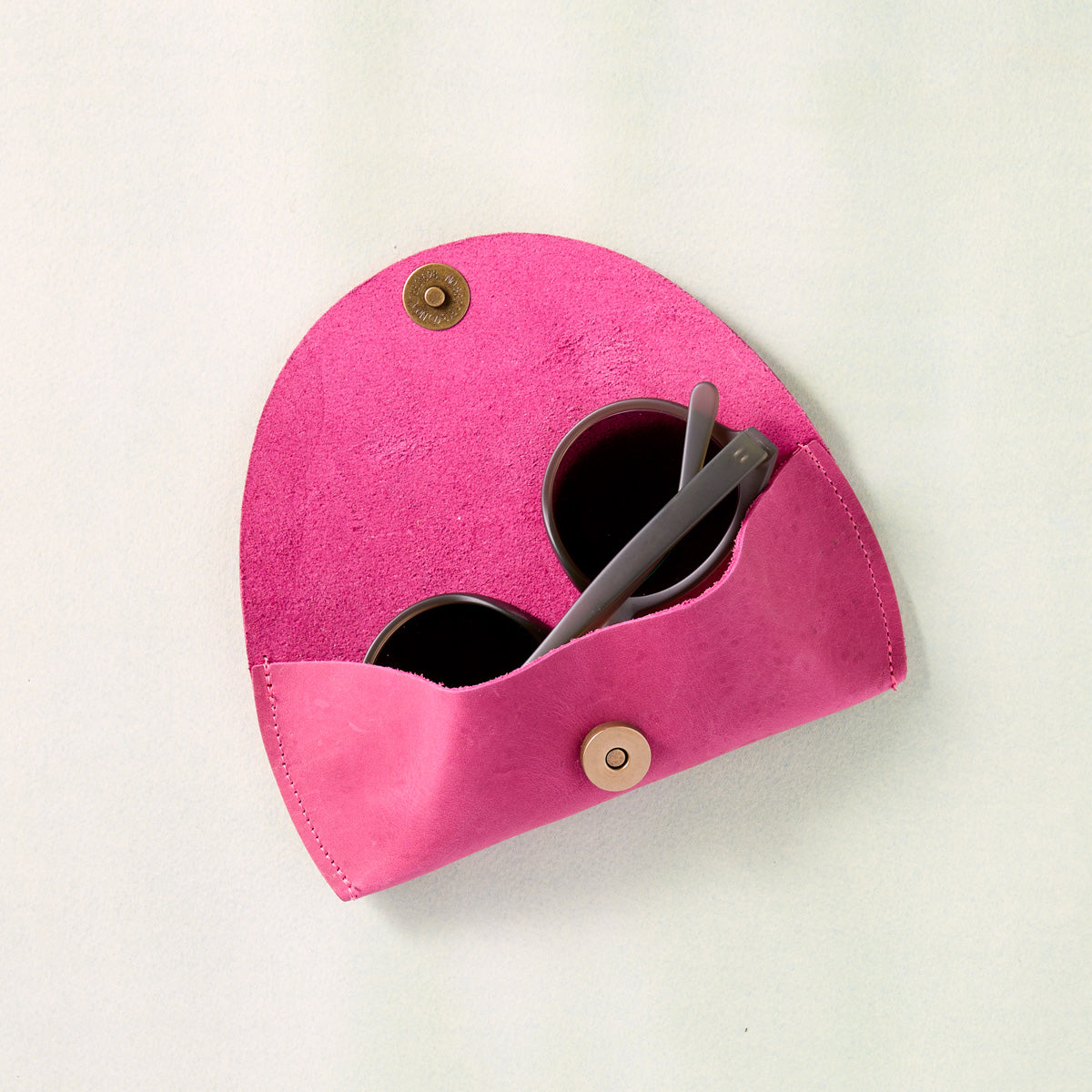 Pink Leather Eyeglass Case