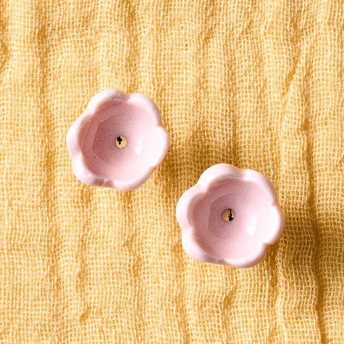 Ceramic Pink Bud Stud Earrings