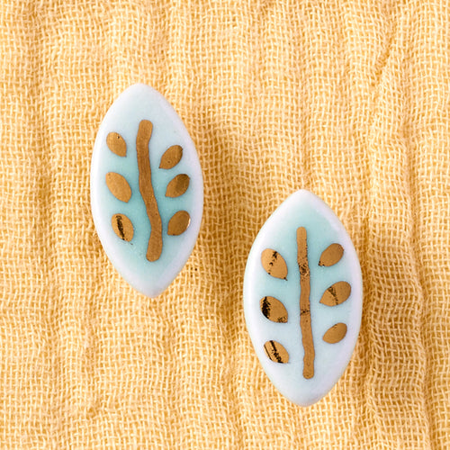 Ceramic Leaf Stud Earrings