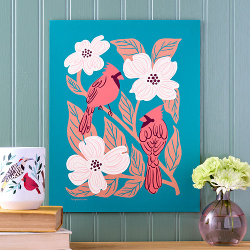 Cardinals & Dogwoods Art Print