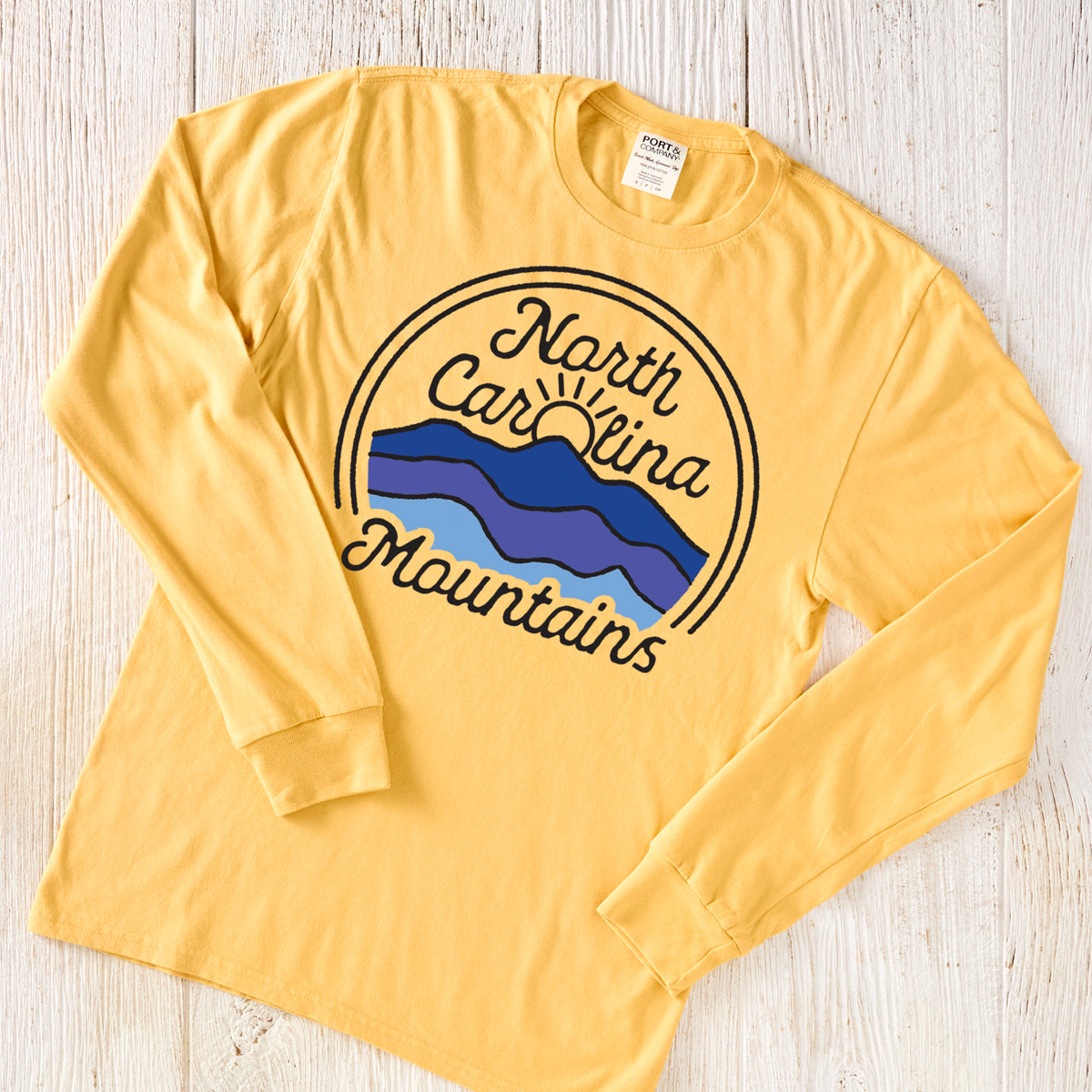 Yellow NC Mountain Long Sleeve T-Shirt
