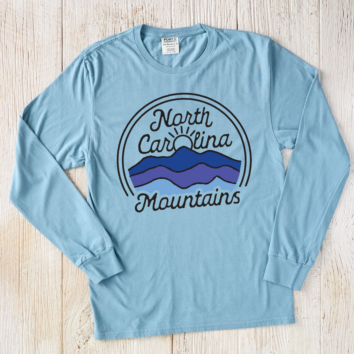 Blue NC Mountain Long Sleeve T-Shirt