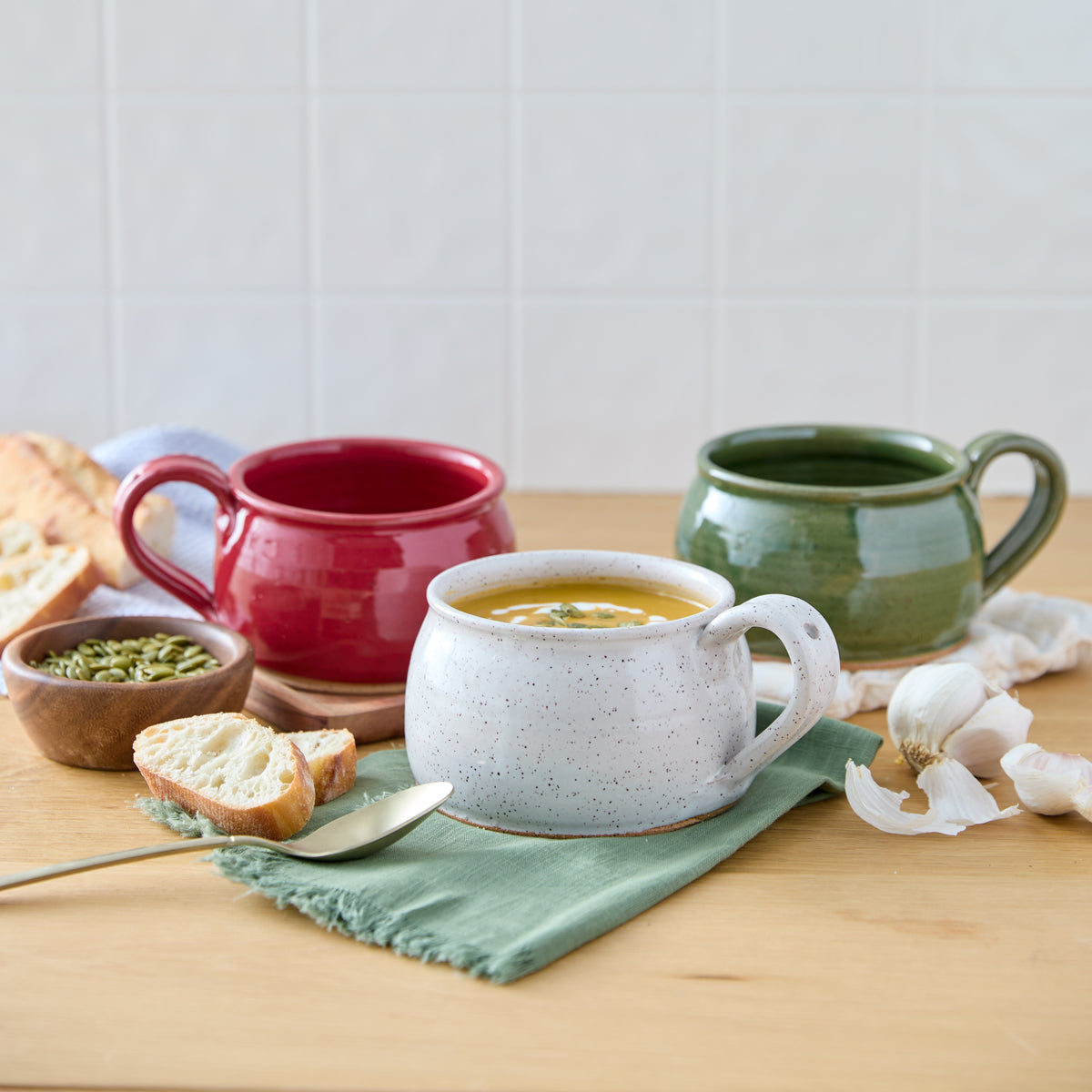 Rustic Pottery Soup Mugs