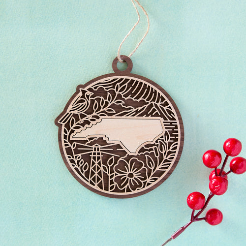 Wooden NC Icons Ornament