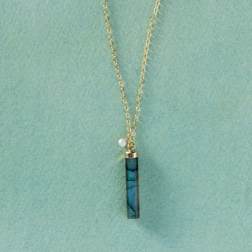 Labradorite Barrel Necklace