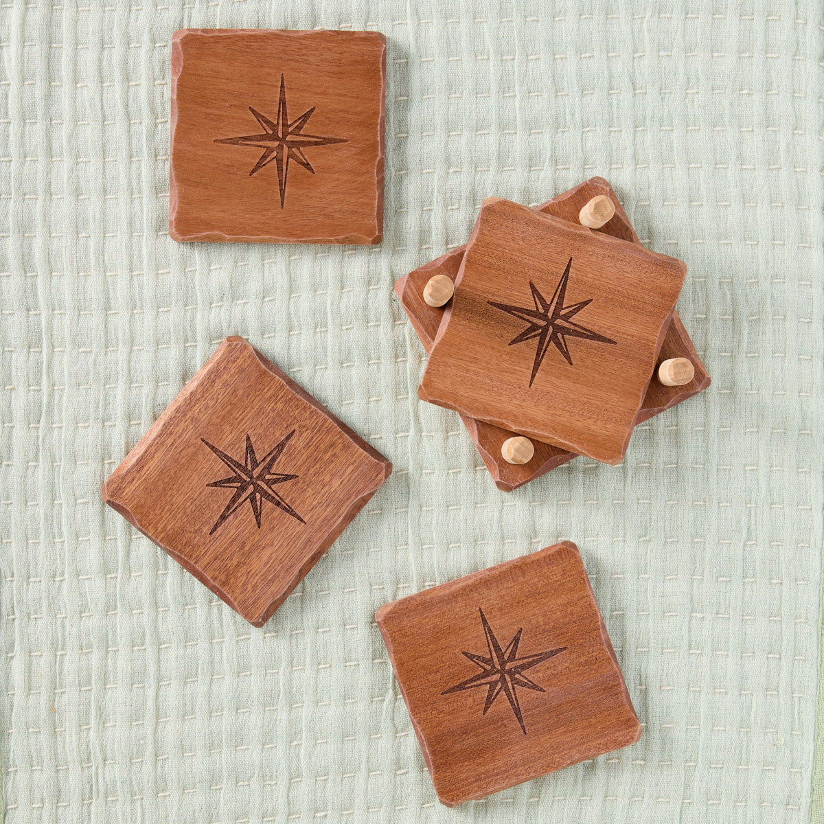 Moravian Star Wooden Coaster Set