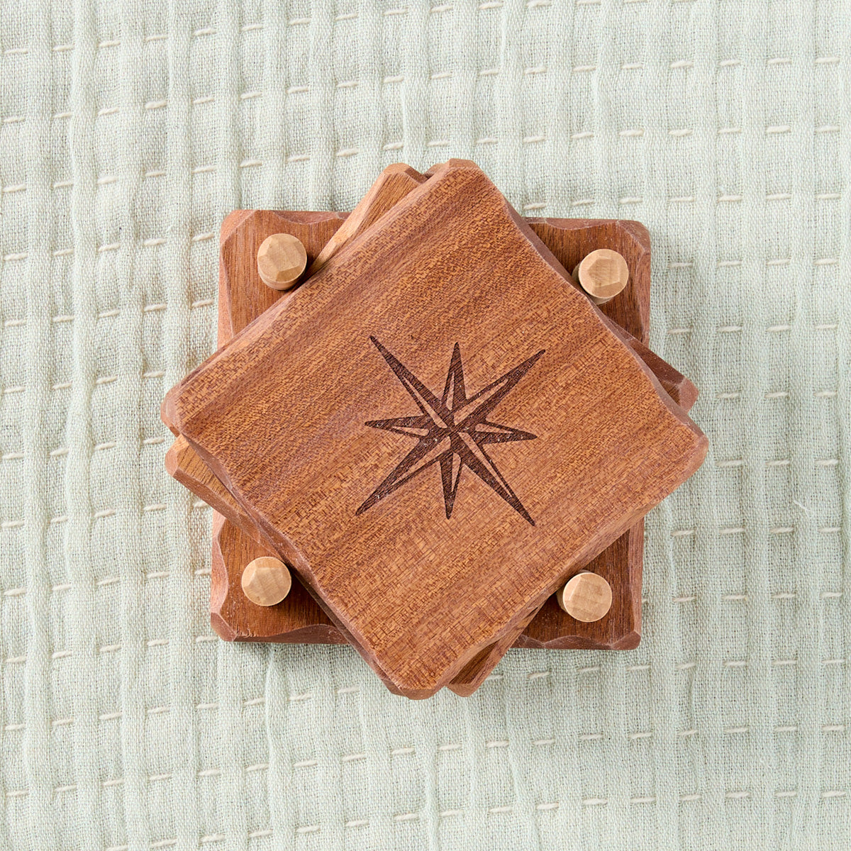 Moravian Star Wooden Coaster Set