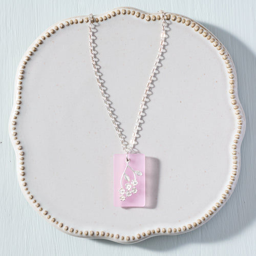 Pink Sea Glass Dogwood Necklace