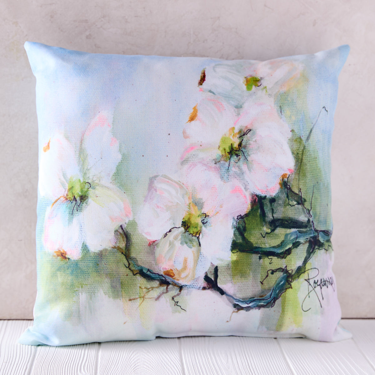 Watercolor Dogwood Indoor/Outdoor Pillow