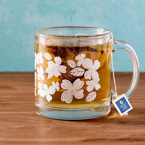 White Dogwood Glass Mug