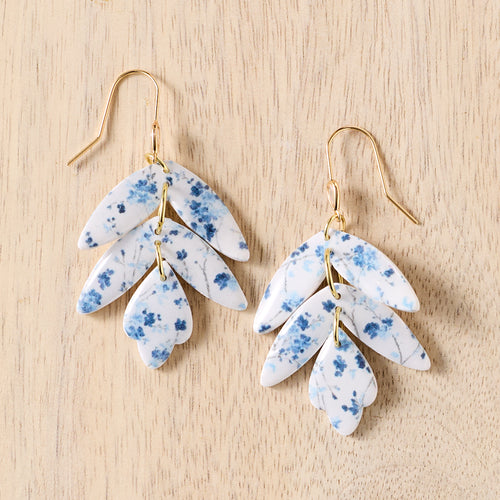 Blue Floral Tulip Earrings