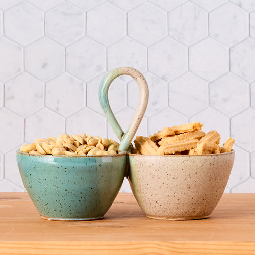 Tricolor Pottery Snack Server