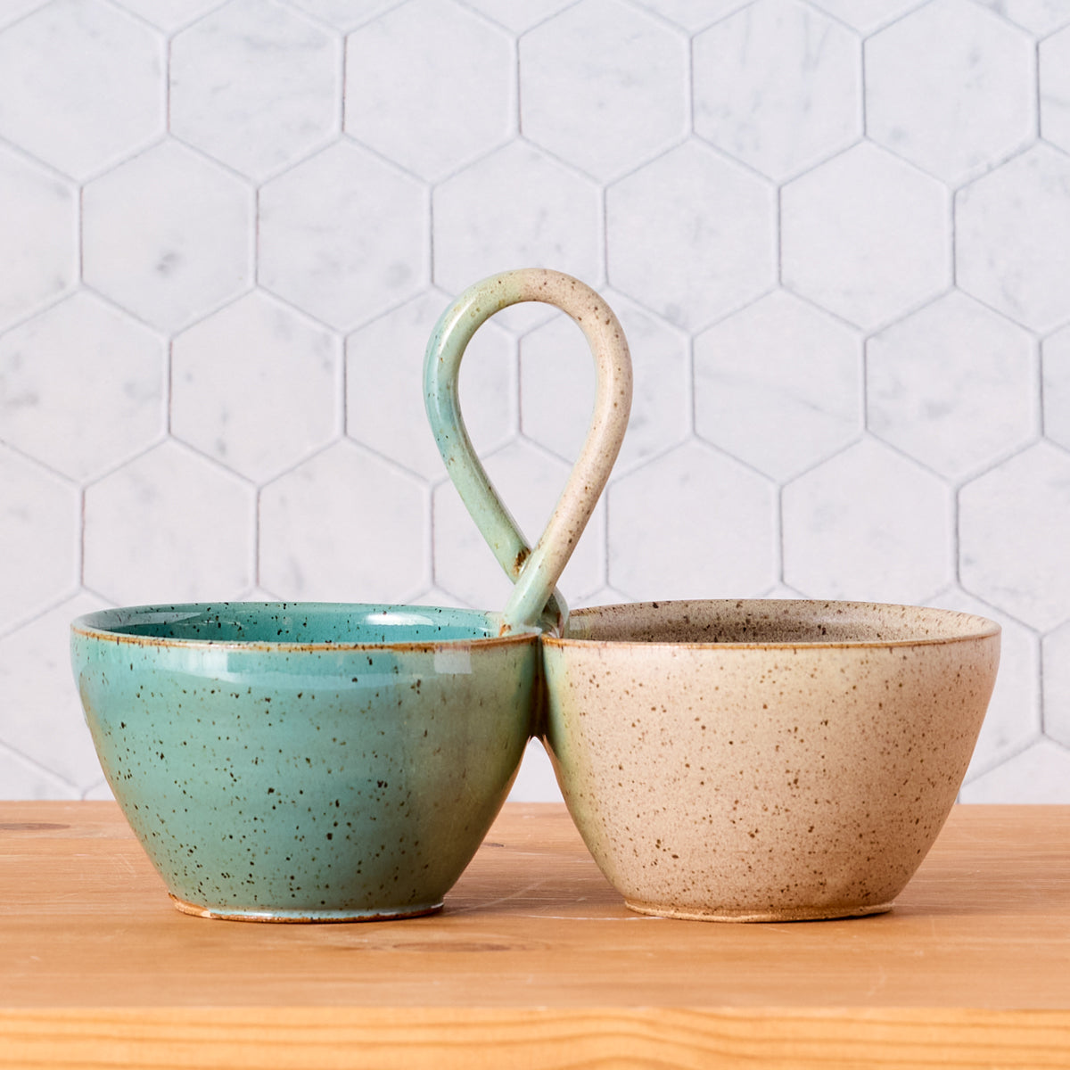 Tricolor Pottery Snack Server