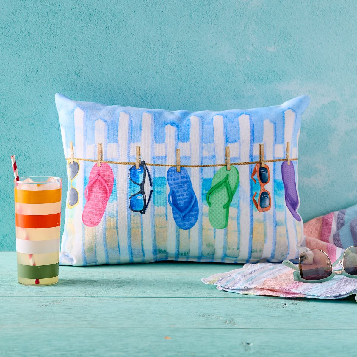 Flip-Flop Clothesline Indoor/Outdoor Pillow