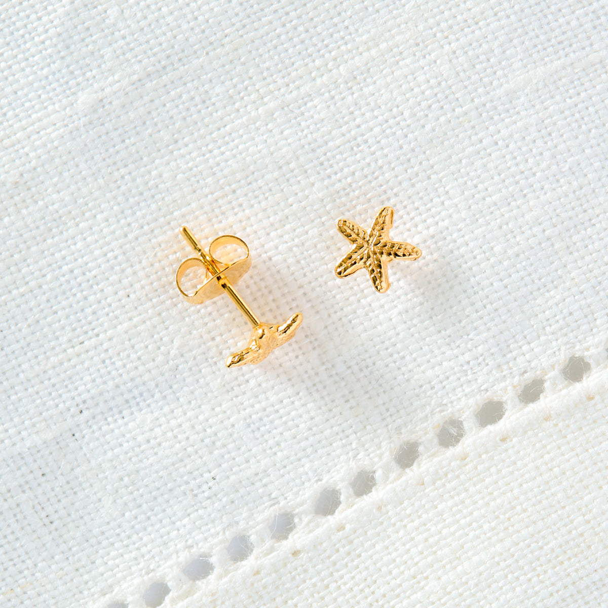 Gold Starfish Stud Earrings