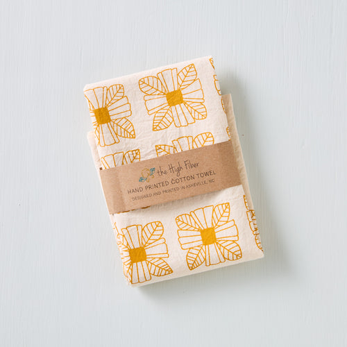 Mustard Floral Tile Kitchen Towel