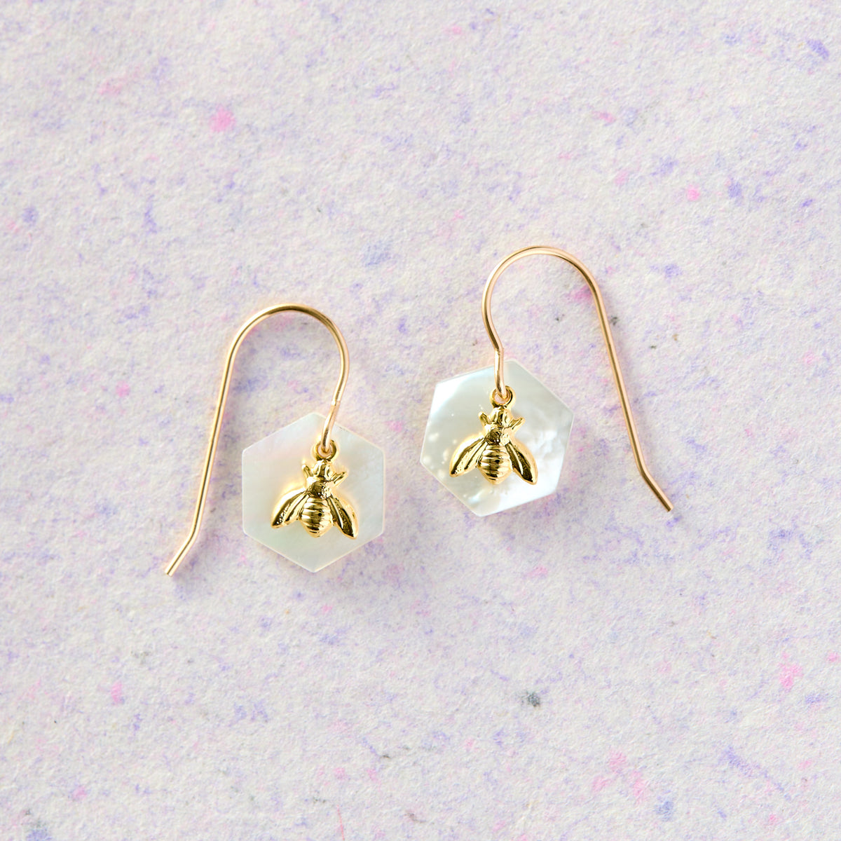 Mother-of-Pearl Honeybee Earrings