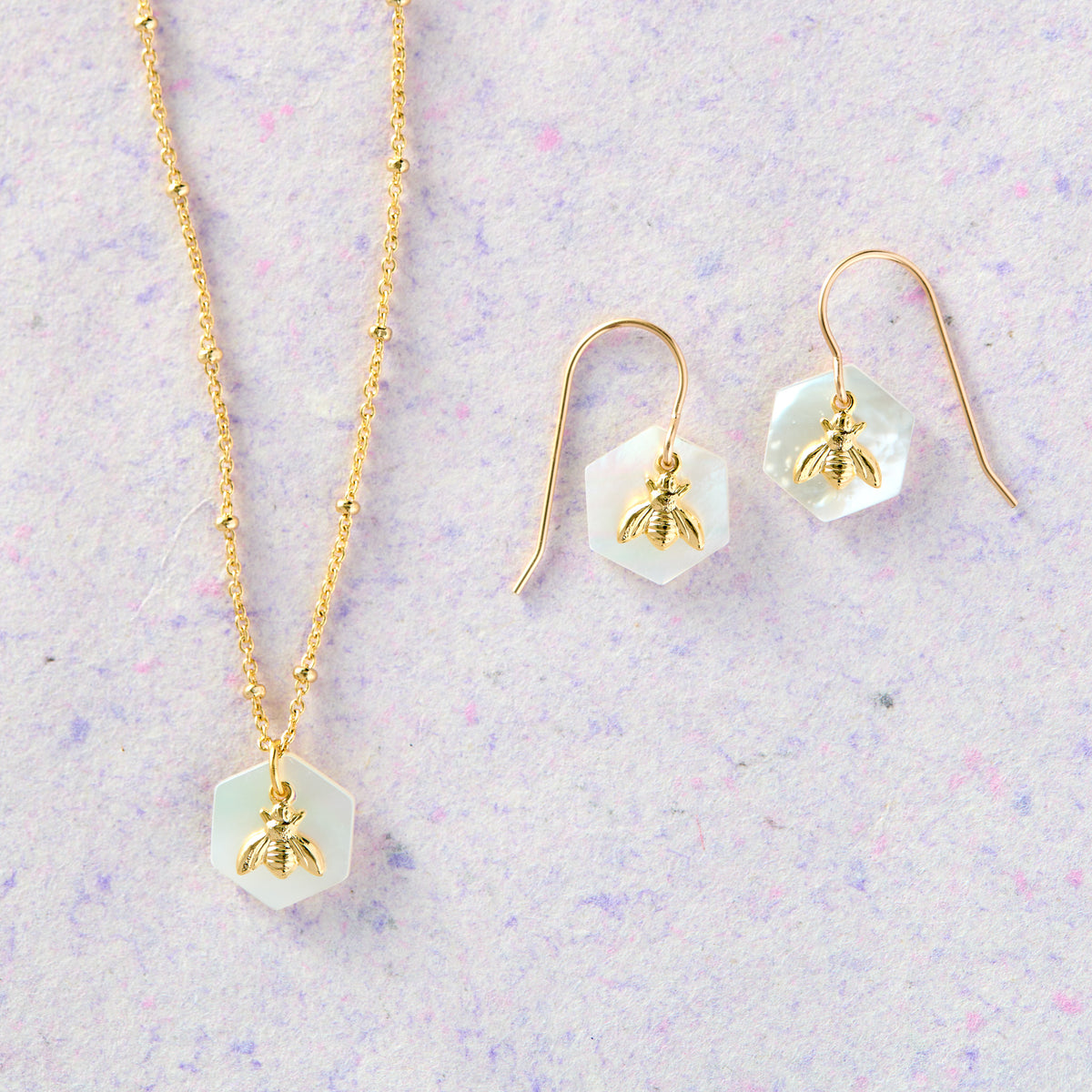 Mother-of-Pearl Honeybee Earrings