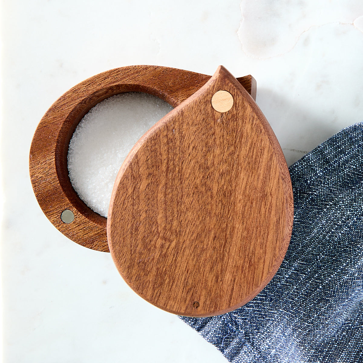 Wooden Teardrop Salt Box