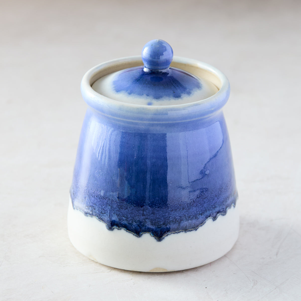 Blue and White Pottery Sugar Jar