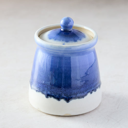 Blue and White Pottery Sugar Jar