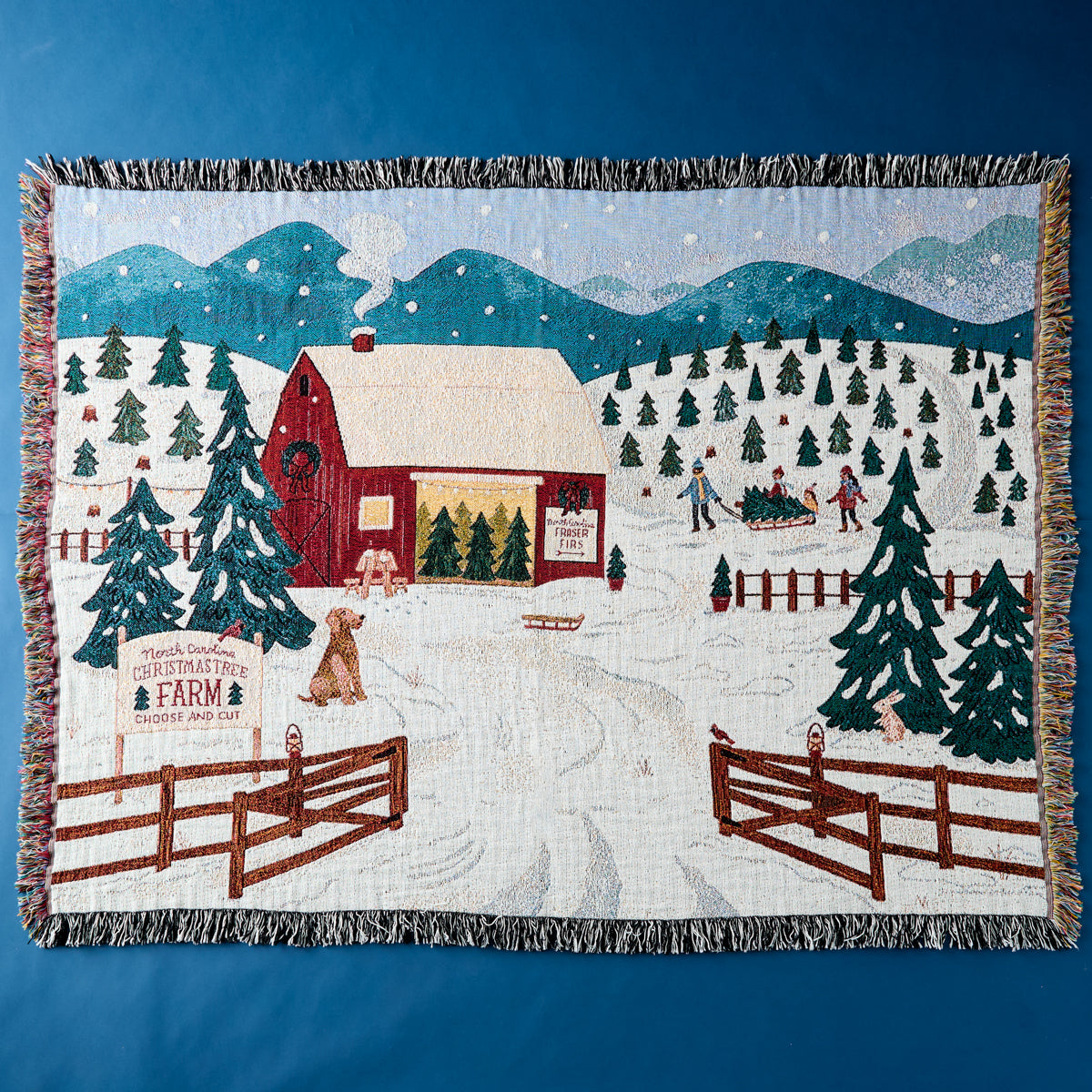 North Carolina Christmas Tree Farm Throw Blanket