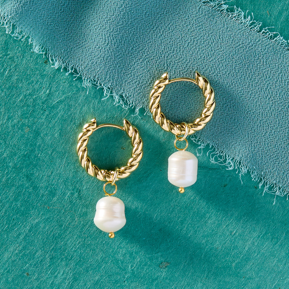 Gold Hoop Pearl Earrings