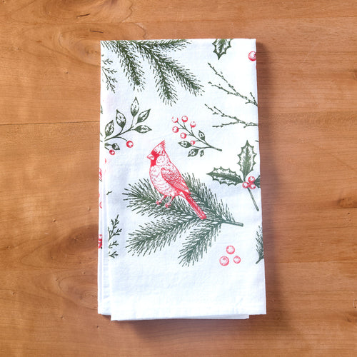 Winter Cardinals Kitchen Towel
