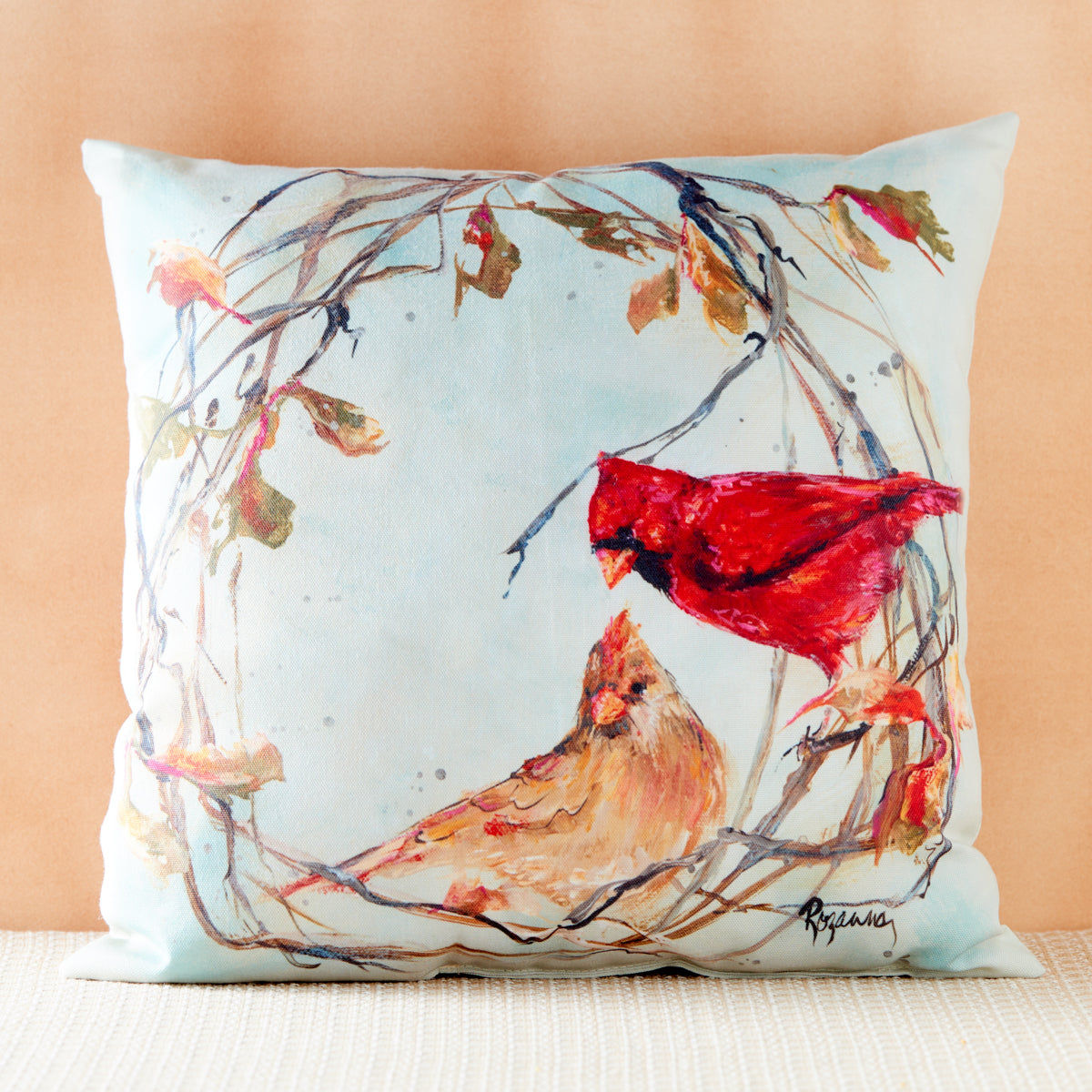 Fall Cardinal Pair Indoor/Outdoor Pillow