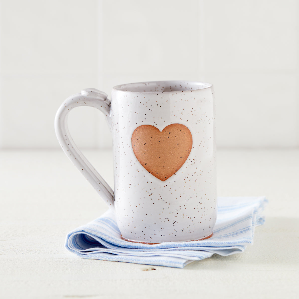 White Heart Pottery Mug
