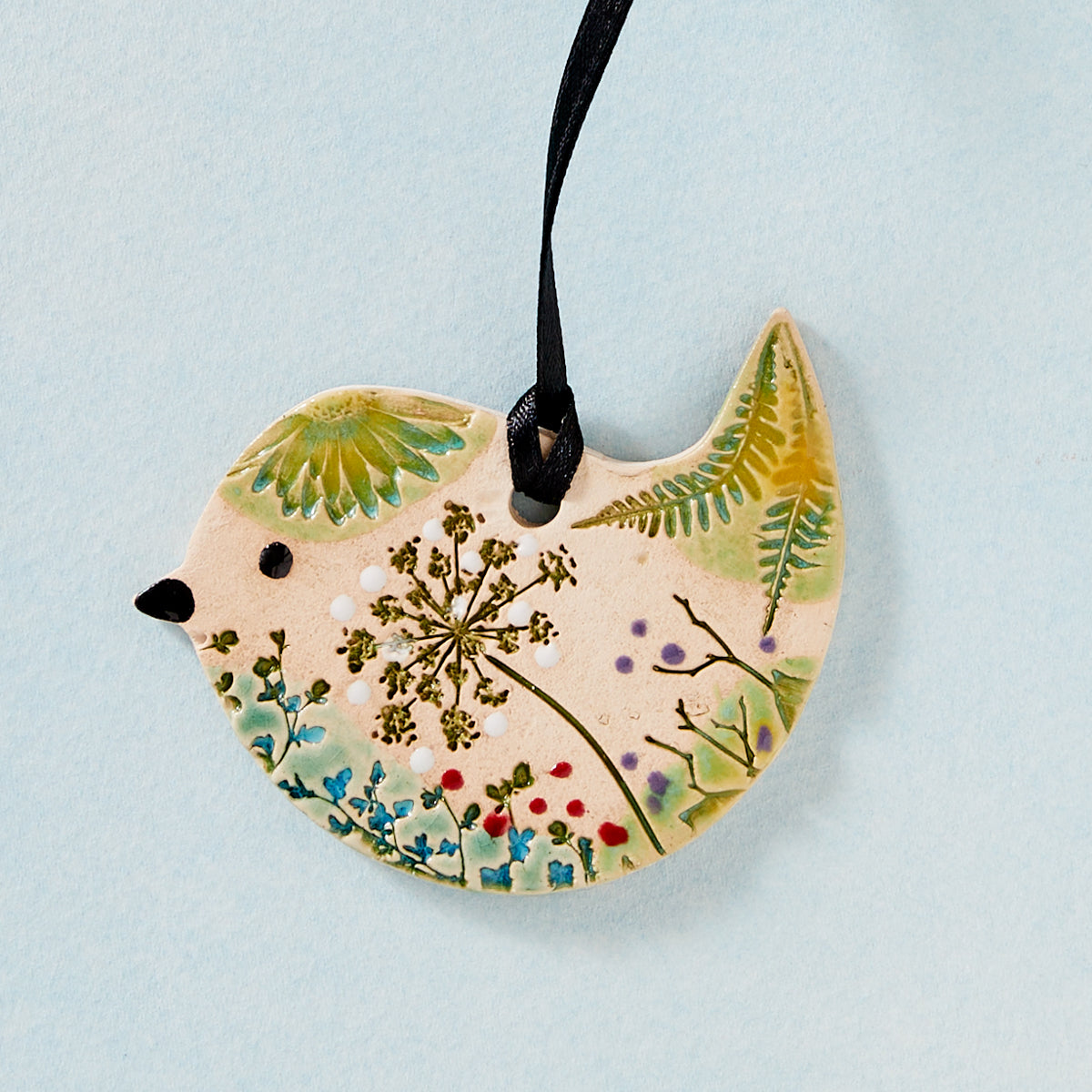Stamped Pottery Bird Ornament
