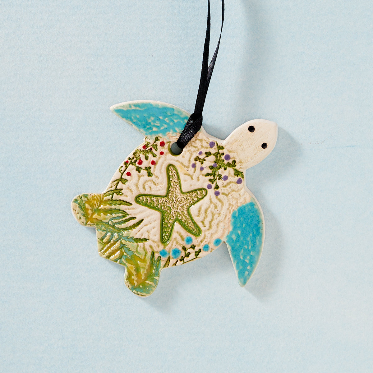 Stamped Pottery Sea Turtle Ornament