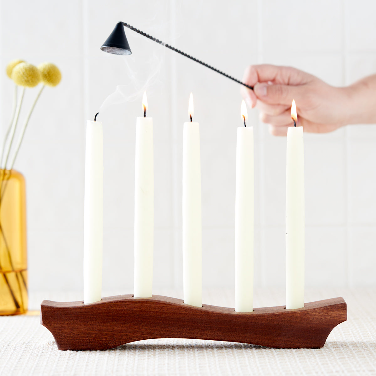 Petite Wooden Taper Candle Centerpiece