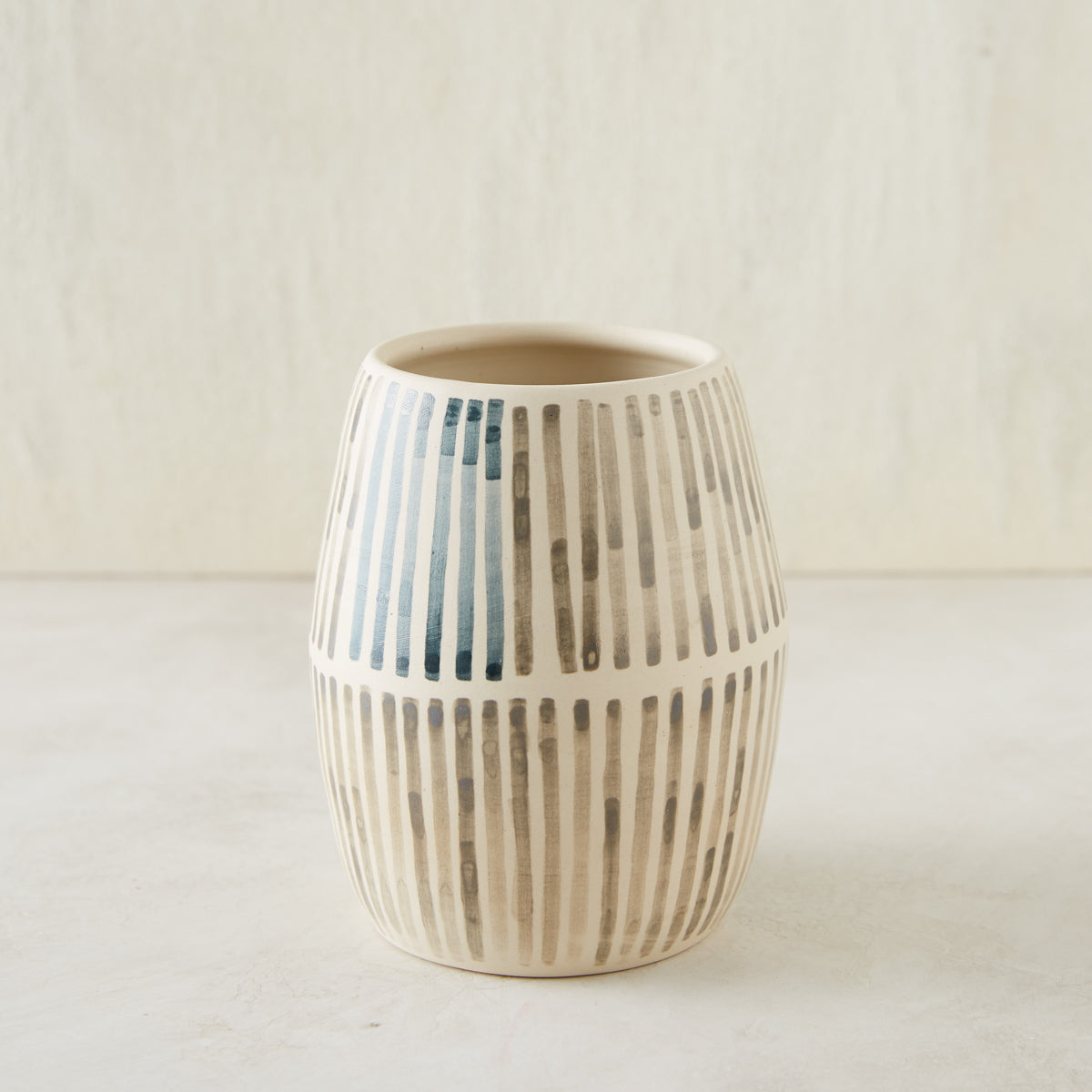 Matte Striped Pottery Vase